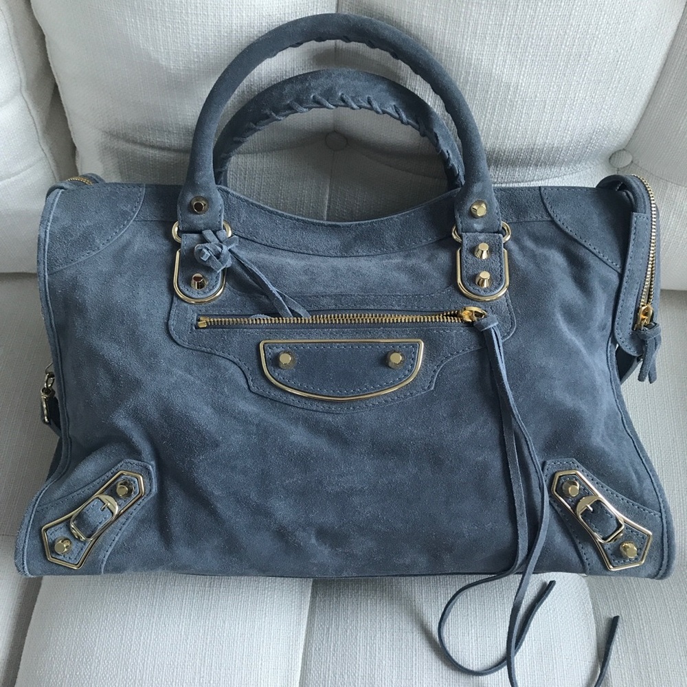 Balenciaga City Suede Metallic Edge with Gold Hw
